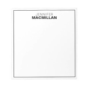 Modern Name Monogram Framed Personalized Black Notepad