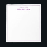 Modern Name Monogram Framed Personalized Purple Notepad<br><div class="desc">This modern notepad features a simple two line monogram and thin frame.  Use the template form to add your personalization.</div>