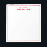 Modern Name Monogram Framed Personalized Red Notepad<br><div class="desc">This modern notepad features a simple two line monogram and thin frame.  Use the template form to add your personalization.</div>