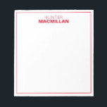 Modern Name Monogram Framed Personalized Red Notepad<br><div class="desc">This modern notepad features a simple two line monogram and thin frame.  Use the template form to add your personalization.</div>