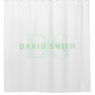 Modern Name & Monogram   Green & White