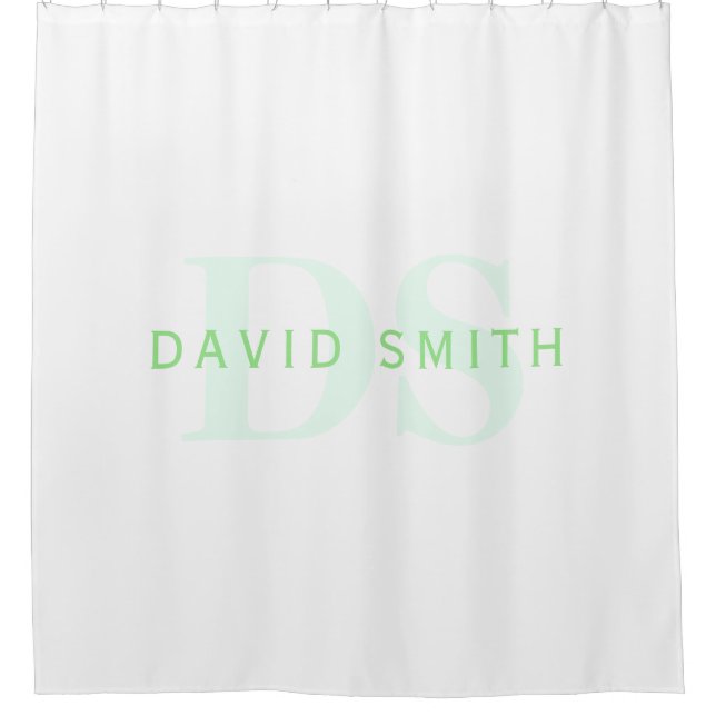 Modern Name & Monogram | Green & White (Front)