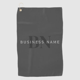 Modern Name & Monogram   Grey & Black Golf Towel