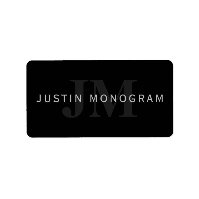 Modern Name & Monogram | Grey & Black Label (Front)