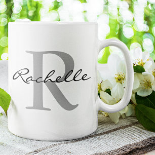 Modern Name & Monogram Initial Classic Coffee Mug