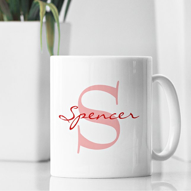 Modern Name & Monogram Initial Classic Coffee Mug (Creator Uploaded)