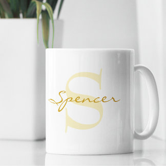 Modern Name & Monogram Initial Classic Coffee Mug