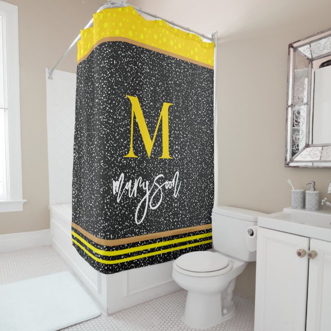 Modern Name & Monogram, Luxury Black & Gold (In Situ)