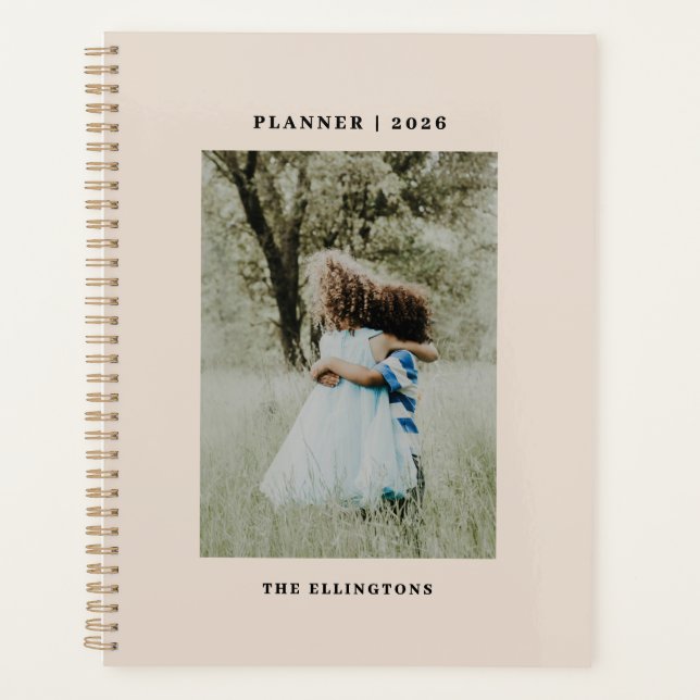 Modern Name Monogram Photo  Planner (Front)