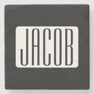 Modern Name or Editable Brand Name for Business  Stone Coaster