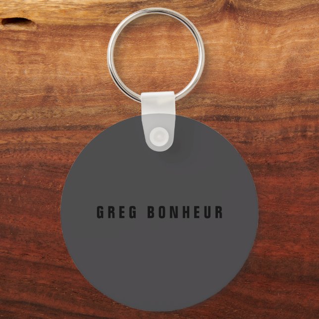 Modern Name or other Text Template | Dark Grey Keychain (Front)