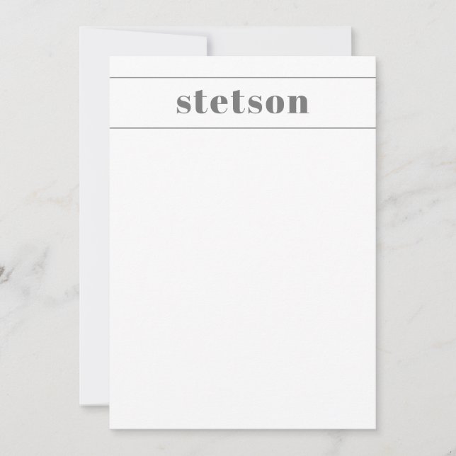 Modern name personalized stationery card (Front)