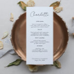 Modern Name Place Card Wedding Dinner Card<br><div class="desc">This modern guest name menu card is the ultimate way to make a statement at your wedding reception. Simply personalize the name,  details and add to cart. Then repeat,  adding to cart for each guest.</div>