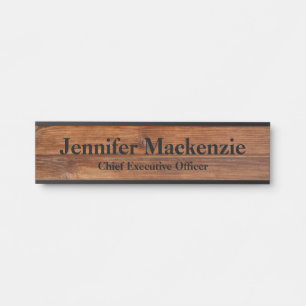 Modern Name Plate Wood Grain Rustic Door Sign