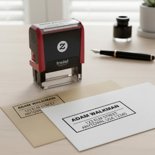 Modern Name & Return Address Stamp With Border