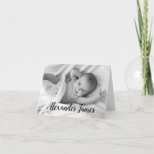 Modern Name Script Baby Photo birth Announcement