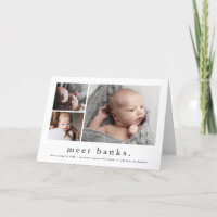 Modern Name Simple 3 Photo Collage Baby Birth