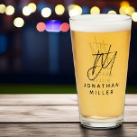 Modern Name Simple Beer Glass<br><div class="desc">Modern typography minimalist monogram name design which can be changed to personalize.</div>