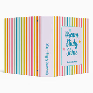 Modern name stripes funny quote colourful binder