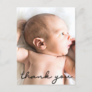 Modern Name Vertical baby Photo Birth Thank you Postcard