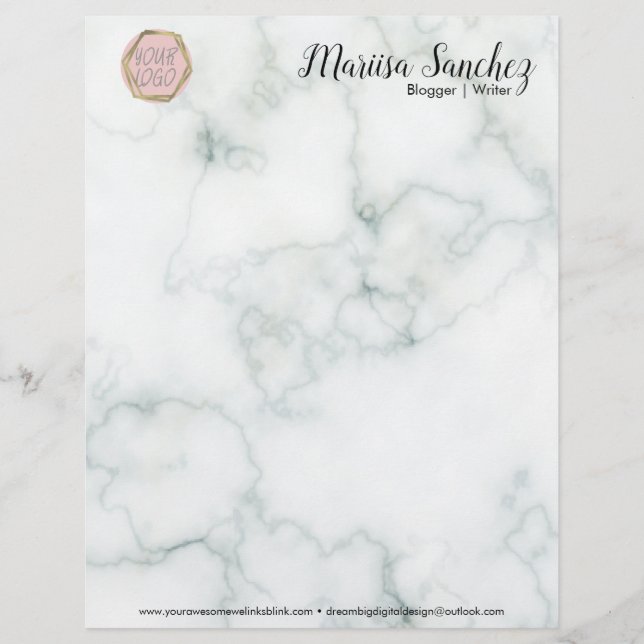 Modern Name Your Logo Marble Letterhead (Front)