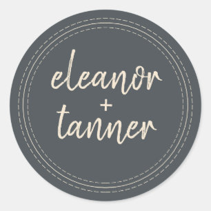 Modern Names Black Ivory Wedding Envelope Seal