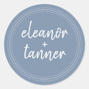 Modern Names Denim Blue Wedding Envelope Seal