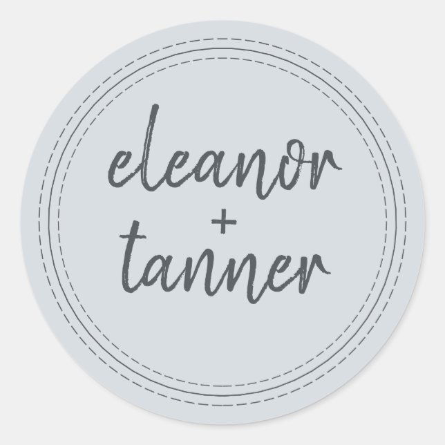 Modern Names Pastel Blue Wedding Envelope Seal (Front)