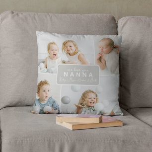 Modern Nanna 4 Photo Grey Throw Pillow