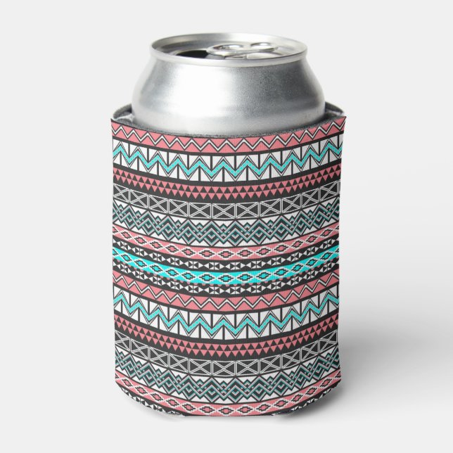 Modern Native American Tribal Aztec Pattern Can Cooler (Can Front)