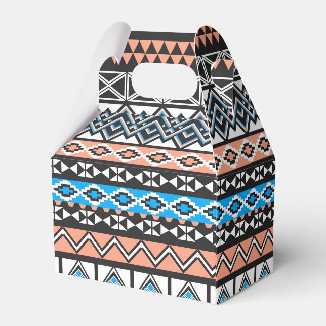 Modern Native American Tribal Aztec Pattern Favor Box (Back Side)