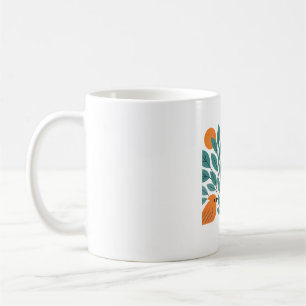 Modern Nature Birds - Stylized Heron and Songbirds Coffee Mug