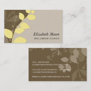 MODERN NATURE botanic foliage leaves brown yellow Business Card