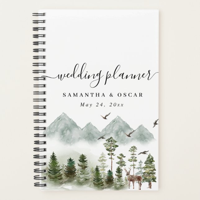 Modern Nature Green Forest | Watercolor Trees Planner (Front)