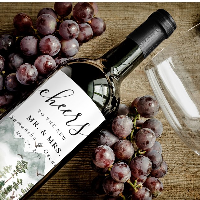 Modern Nature Green Forest | Watercolor Trees Wine Label (Creator Uploaded)