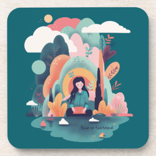 Modern Nature Illustration Art Coaster