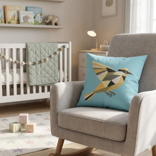 Modern Nature-Inspired Geometric Bird Throw Pillow