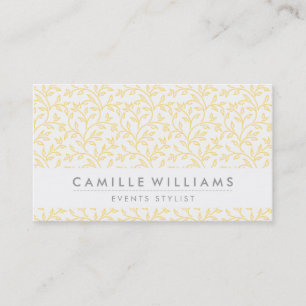 MODERN NATURE leaf pattern floral pale yellow Business Card