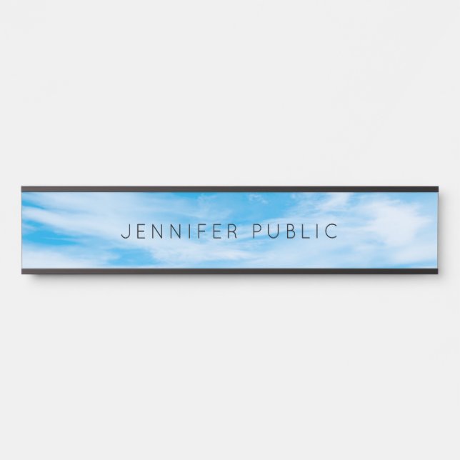 Modern Nature Template Elegant Clouds Blue Sky Door Sign (Front)