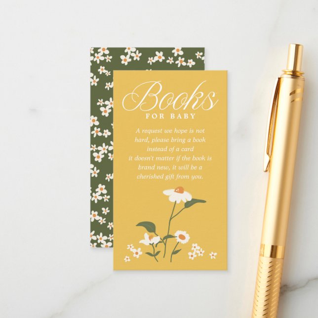 Modern Nature Themed Wildflower Baby in Bloom Enclosure Card (Front/Back In Situ)