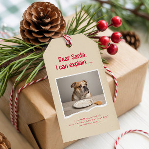 Modern Naughty Funny Dog Pet Photo Christmas Gift Tags