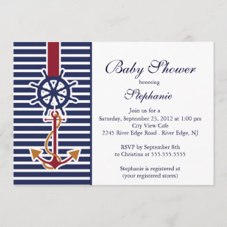Modern Nautical Anchor Baby Shower Invitation