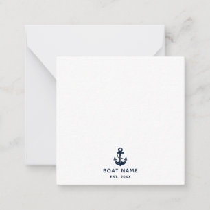 Modern Nautical Anchor Boat Name Custom Card