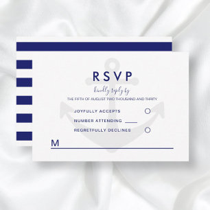 Modern Nautical Anchor Wedding RSVP Card