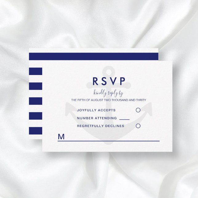 Modern Nautical Anchor Wedding RSVP Card (Creator Uploaded)