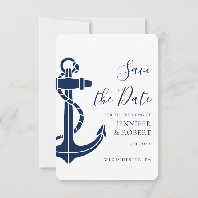 Modern Nautical Anchor Wedding Save the Date (Devant)