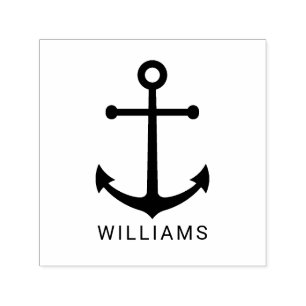 Modern Nautical Anchor with Custom Name Self-inking Stamp