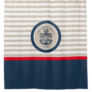 Modern Nautical Anchored In Faith Bath Mat