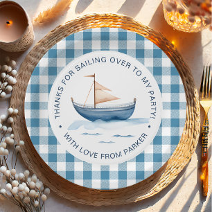 Modern Nautical Blue Boy 1st Birthday Paper Plate