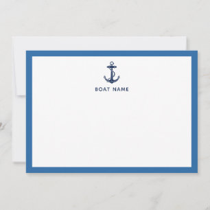 Modern Nautical Boat Anchor and Name Custom Card